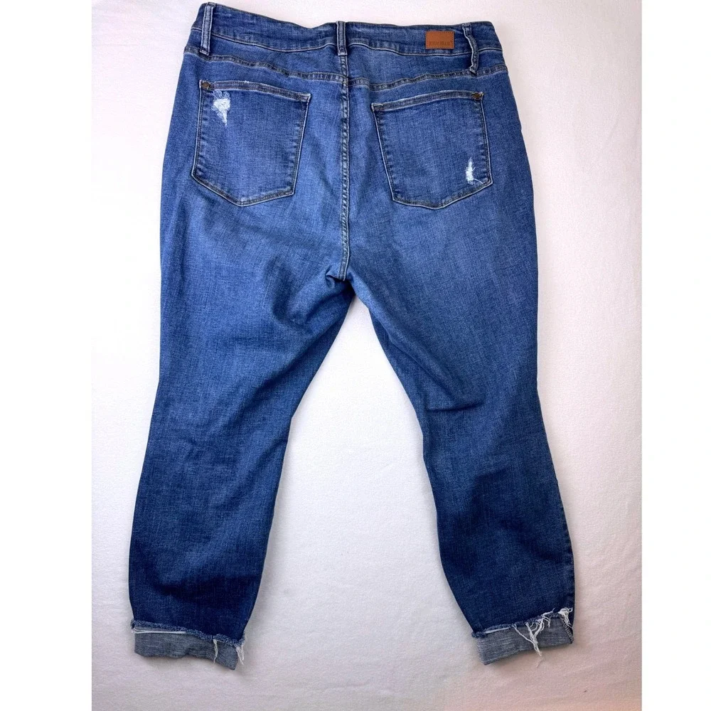 Judy Blue Skinny Fit Distressed Cuffed Crop Jeans Plus Size 20W Stretch